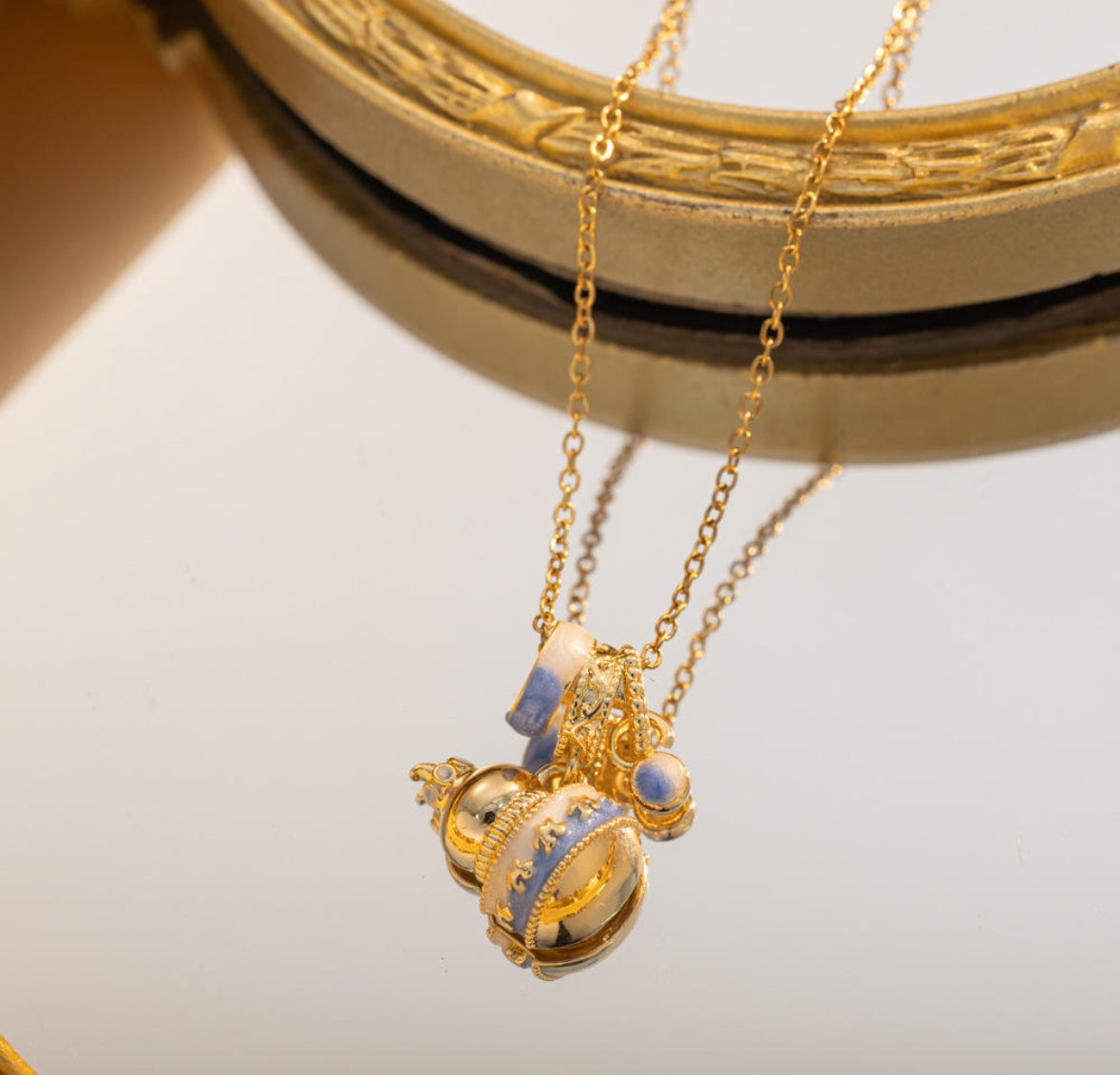 Oil Painted Lucky Gourd Charm Drop Pendant Necklace