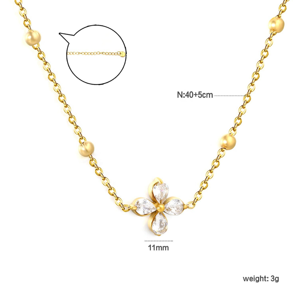 Clover Stone
Beads Chain Necklace