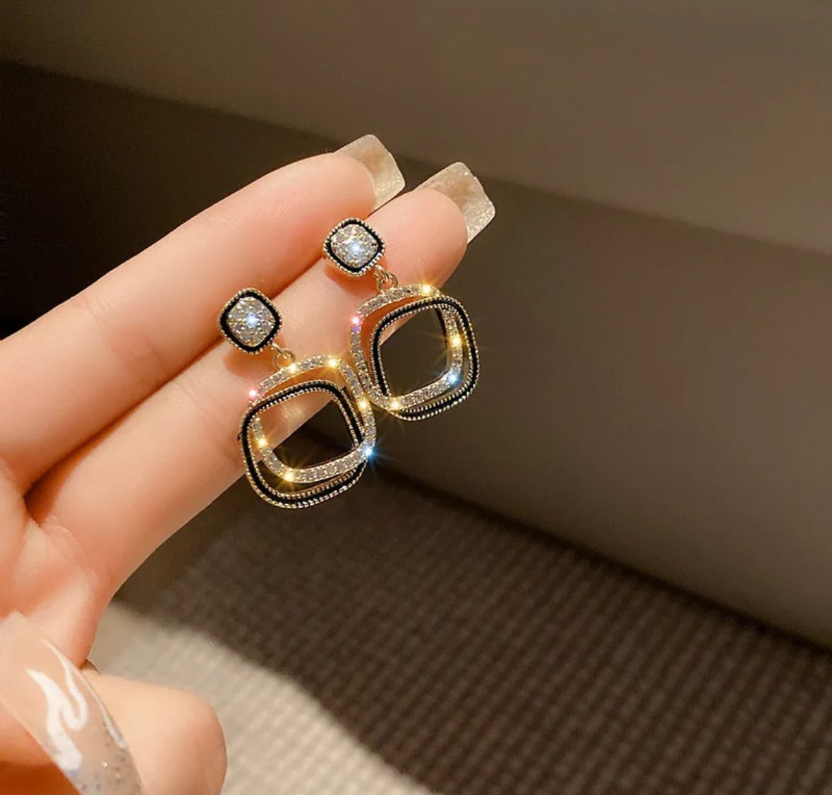Stones Square Earrings