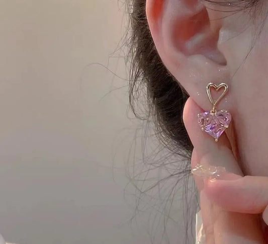 Pink Heart Crystal
Drop Earrings