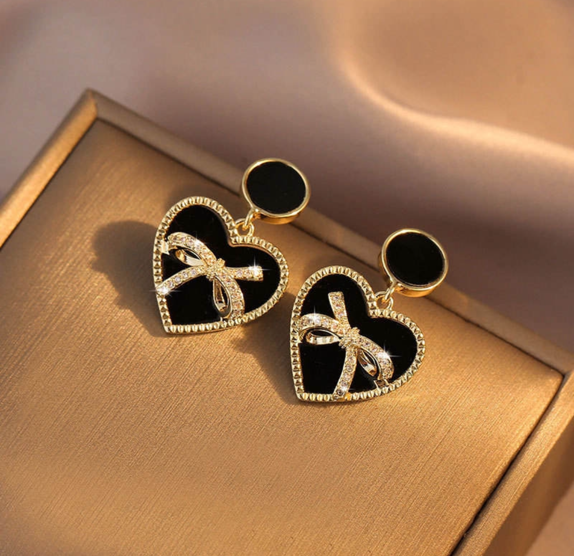 Bow Knot In A Heart Drop Earrings