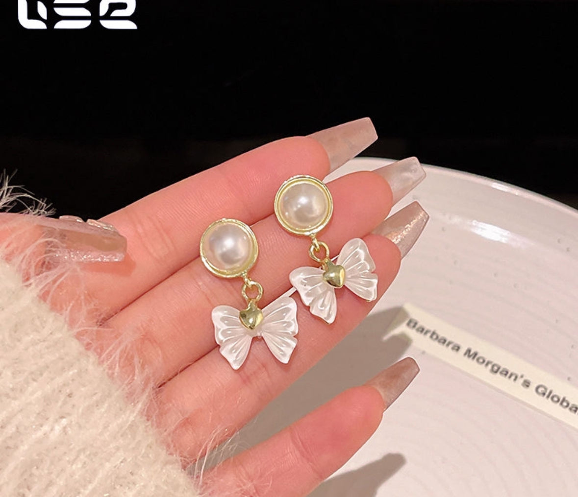 Crystal Bowknot Pearl
Dangle Earrings