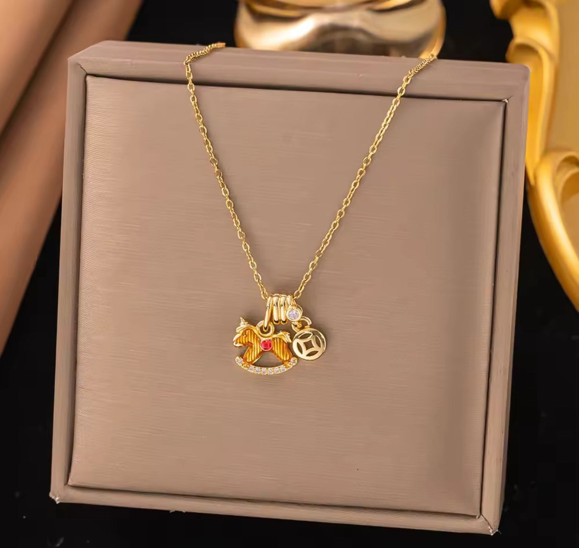 Wooden Horse
Charm Drop Necklace