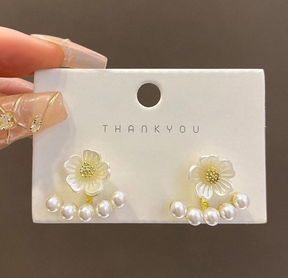 Flower Pearl Stud Earrings