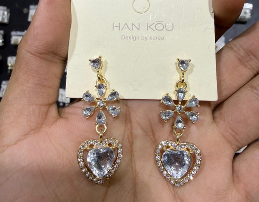 Rhinestone
Snowflake Heart Drop Long Earrings