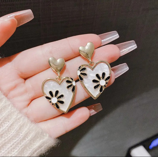 Enamelled Daisy
Heart Drop Earrings