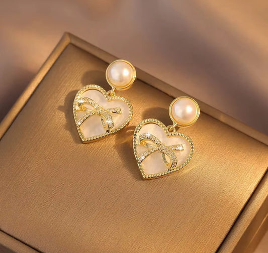 Bow Knot In A Heart Drop Earrings