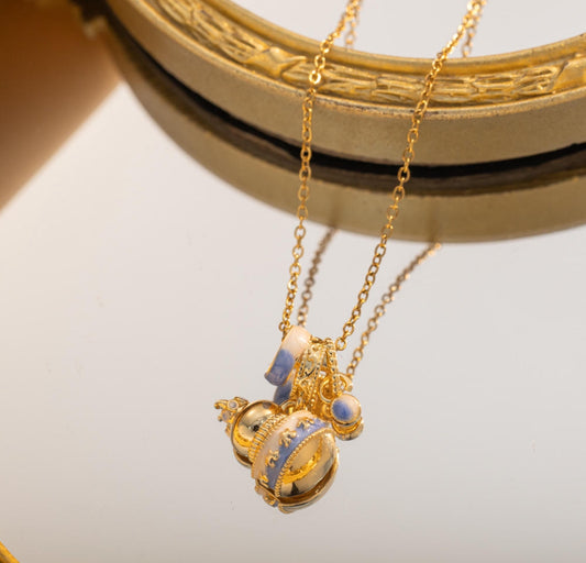 Oil Painted Lucky Gourd Charm Drop Pendant Necklace