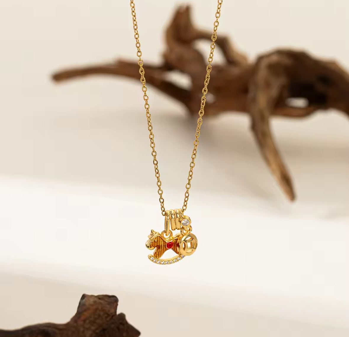 Wooden Horse
Charm Drop Necklace