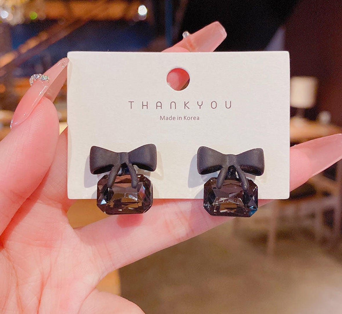 Black Bow Knot
Cubic Stone Stud Earrings