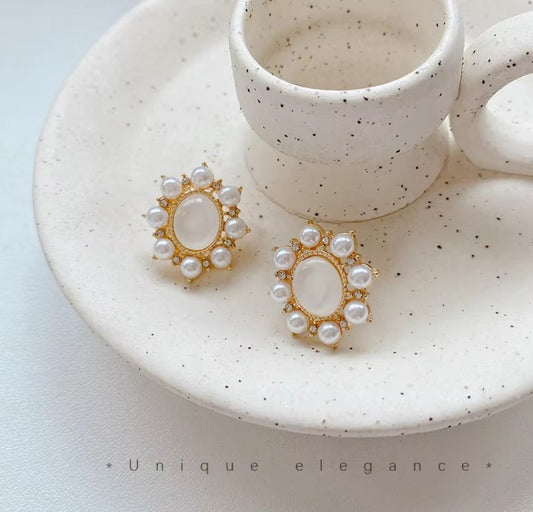 Opal Pearl Circle
Stud Earrings