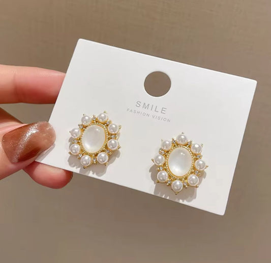 Opal Pearl Circle
Stud Earrings