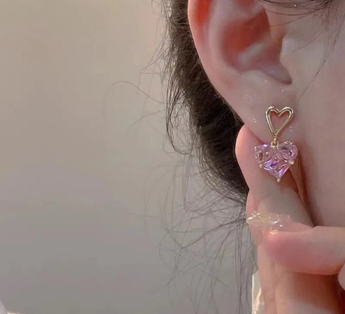 Pink Heart Crystal
Drop Earrings