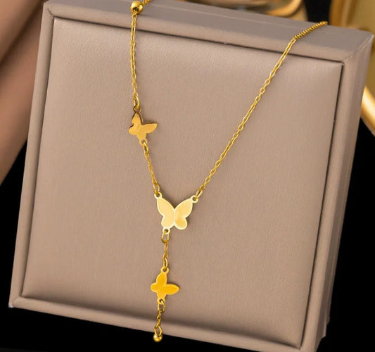 Three Butterflies
Drop Necklace