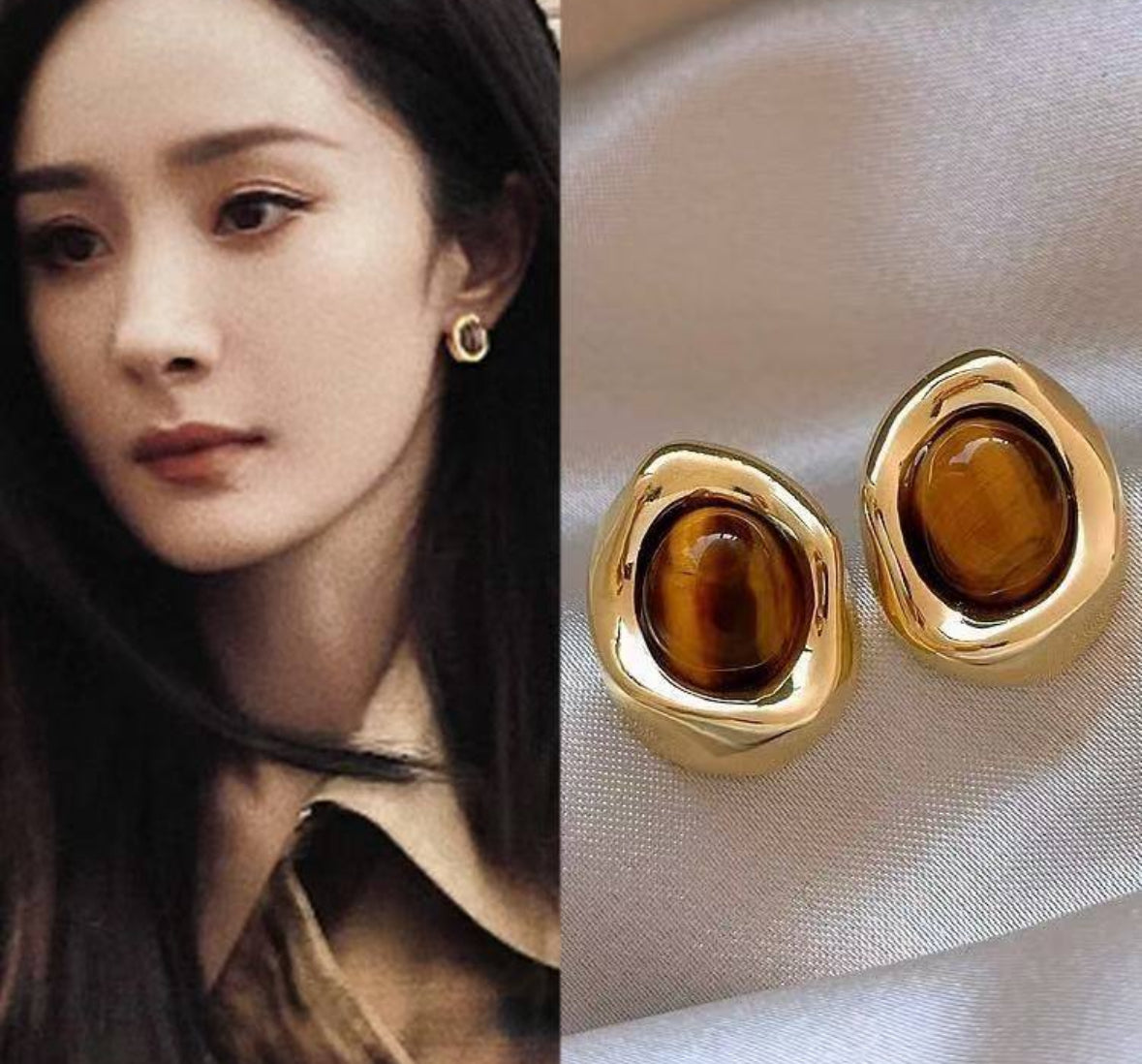 Tiger Eye Stone
Earrings Maillard Effect