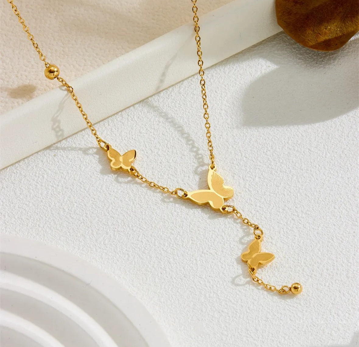 Three Butterflies
Drop Necklace