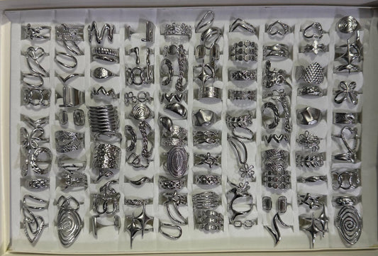Set of 100 Assorted
Finger Ring Box (Silver)