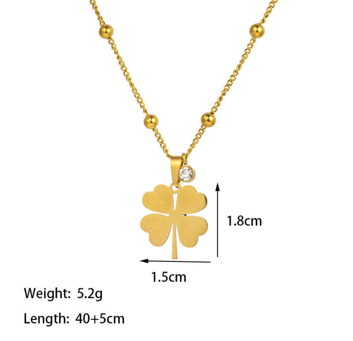 Lucky Leaf Stone
Drop Pendant With Beads Chain
Necklace