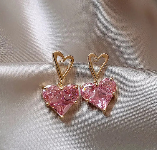 Pink Heart Crystal
Drop Earrings