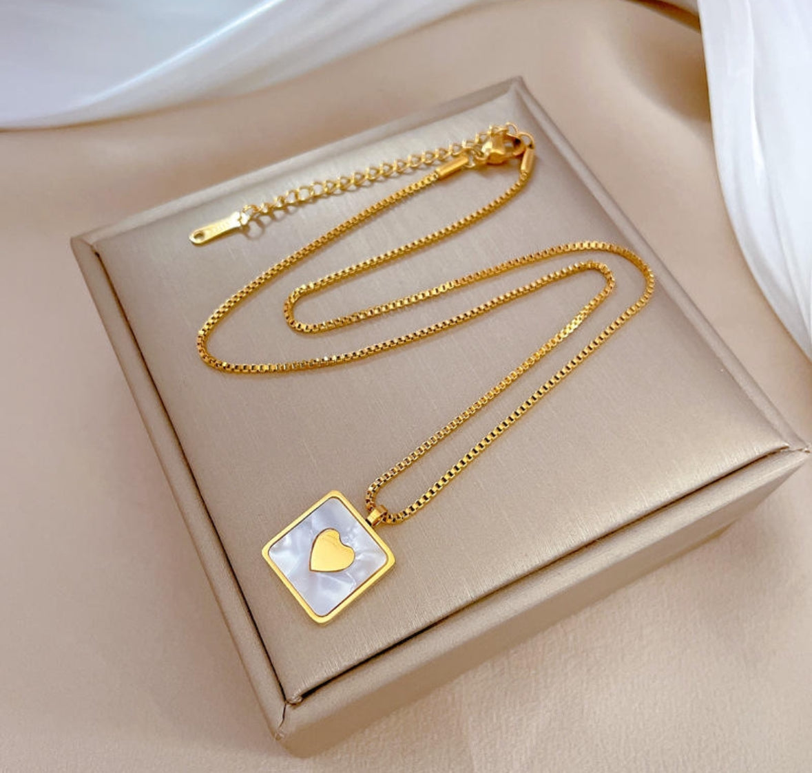 Heart In Opal Square
Necklace