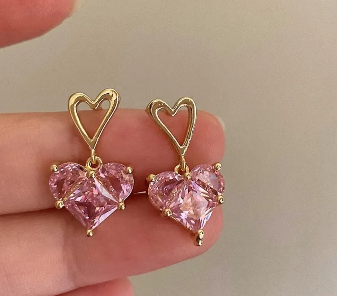 Pink Heart Crystal
Drop Earrings