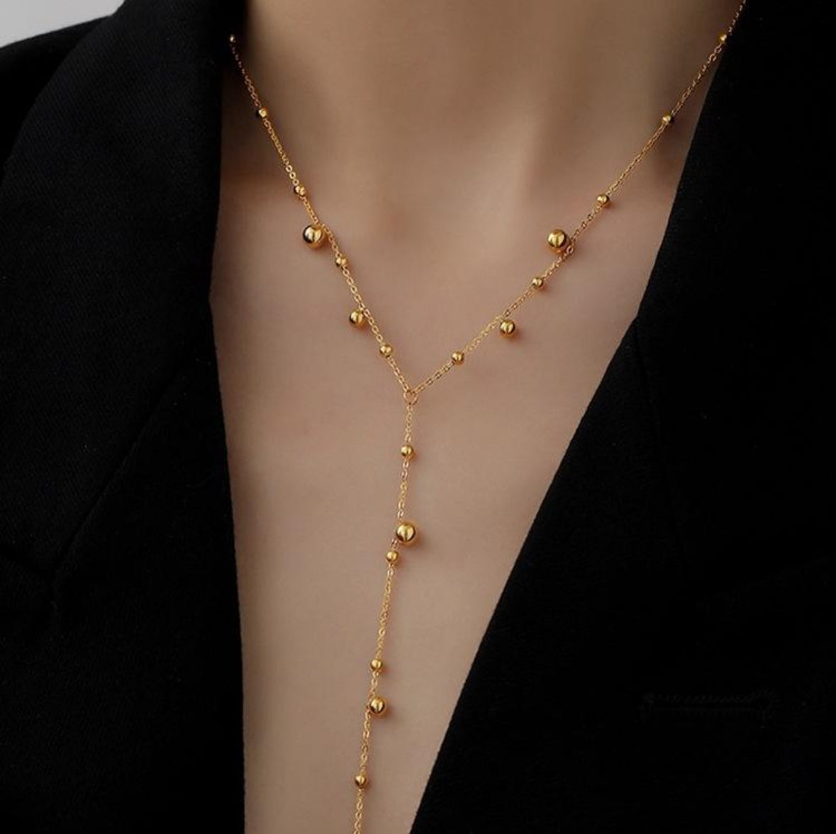 - Y-shape Beads
Chain Long Drop Necklace